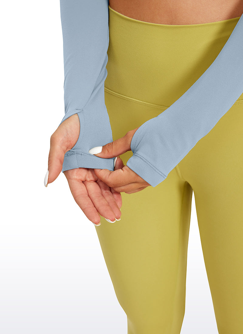 CRZ YOGA Haut de yoga à manches longues Butterluxe pour femme Bleu Cambric