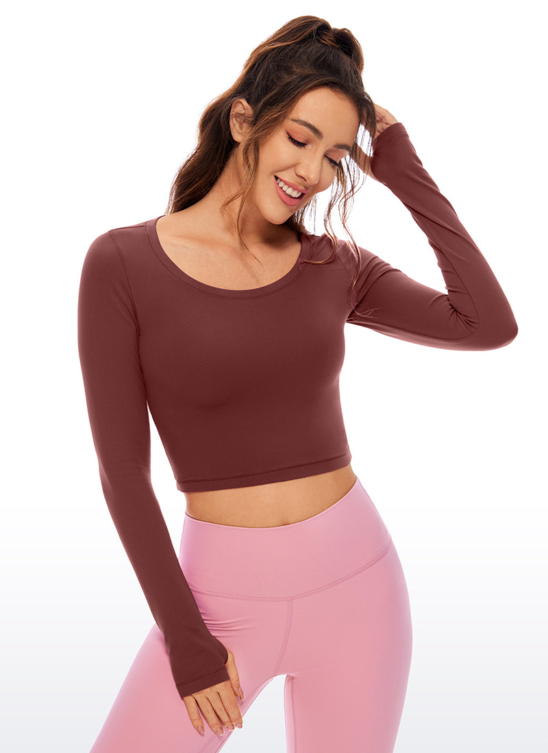 CRZ YOGA Haut de yoga à manches longues Butterluxe pour femme Rouge Noctilucence