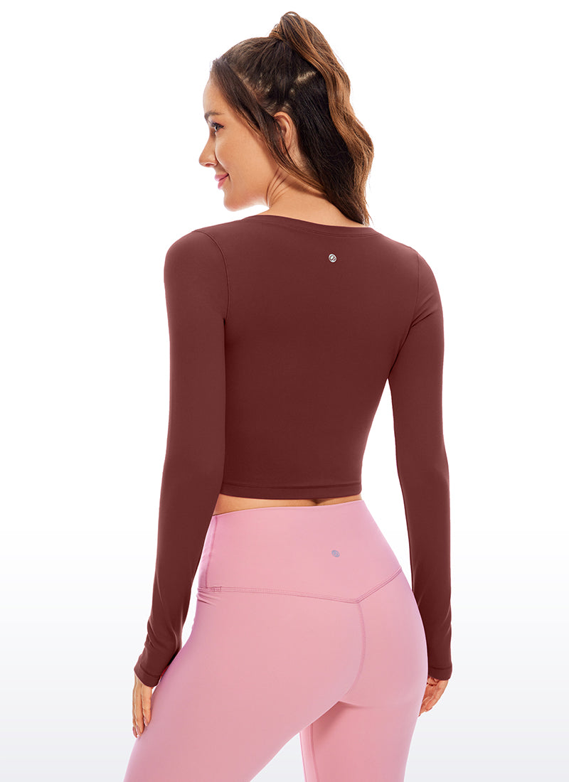 CRZ YOGA Haut de yoga à manches longues Butterluxe pour femme Rouge Noctilucence
