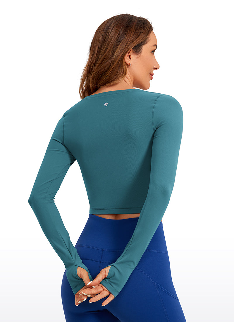 CRZ YOGA Haut de yoga à manches longues Butterluxe pour femme Bleu pétrole
