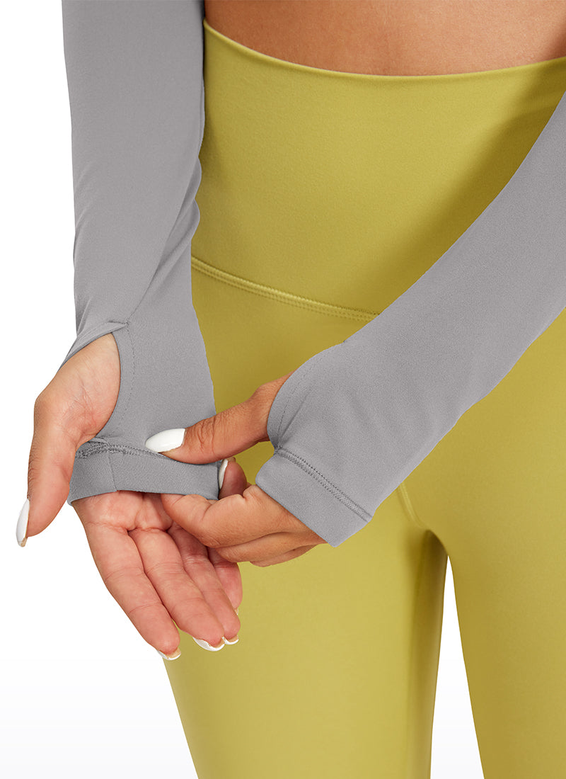 CRZ YOGA Haut de yoga à manches longues Butterluxe pour femme Gris Gull