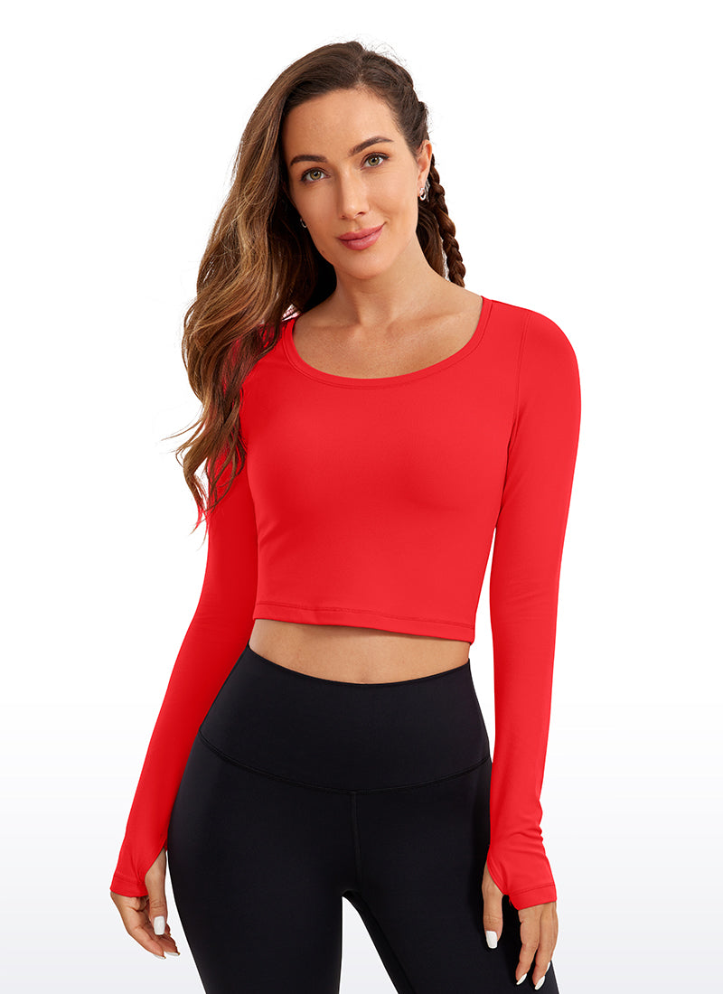 CRZ YOGA Haut de yoga à manches longues Butterluxe pour femme Rouge Profond