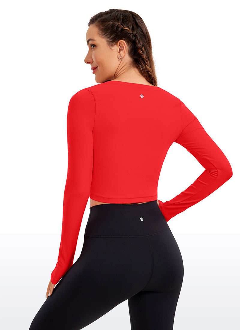 CRZ YOGA Haut de yoga à manches longues Butterluxe pour femme Rouge Profond