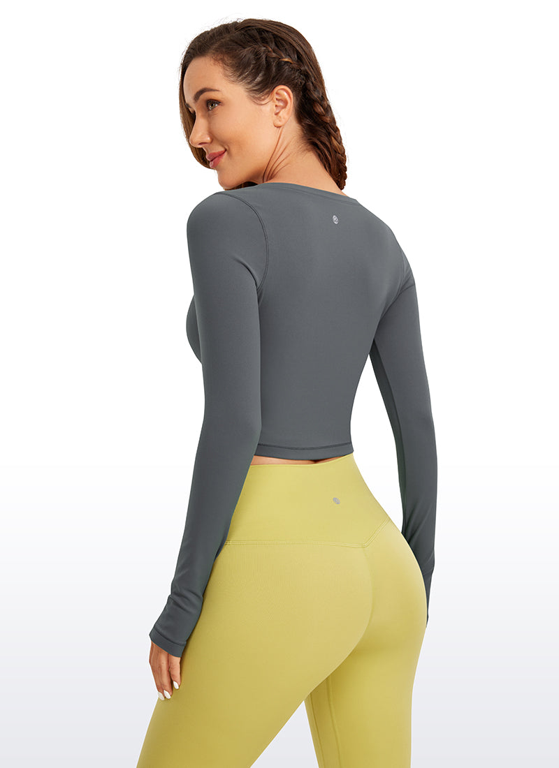 CRZ YOGA Haut de yoga à manches longues Butterluxe pour femme Gris Fumée de Lave