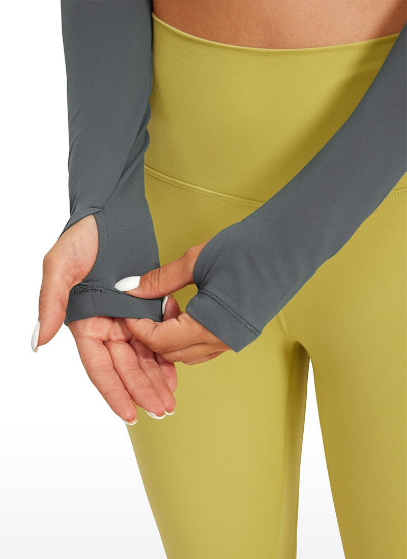 CRZ YOGA Haut de yoga à manches longues Butterluxe pour femme Gris Fumée de Lave