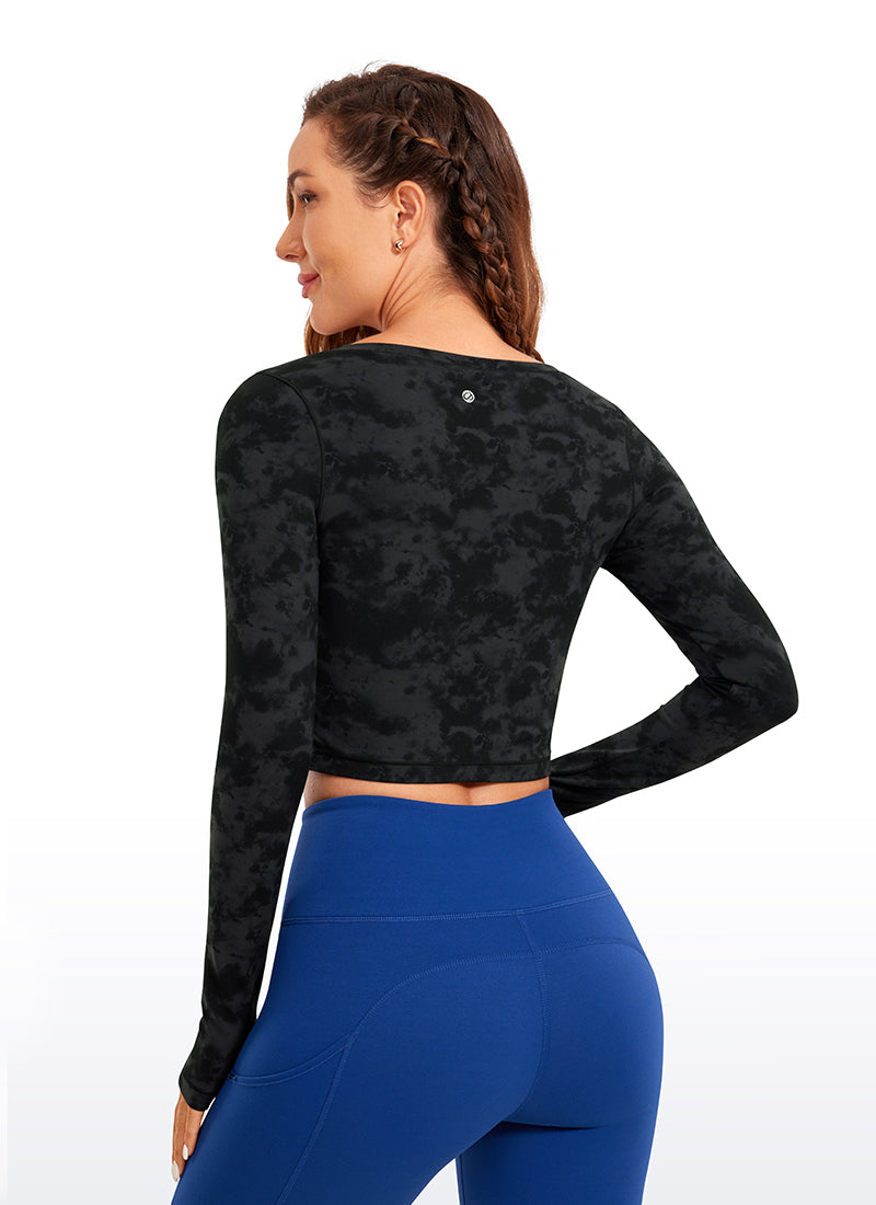 CRZ YOGA Haut de yoga à manches longues Butterluxe pour femme Tie Dye Smoke Ink