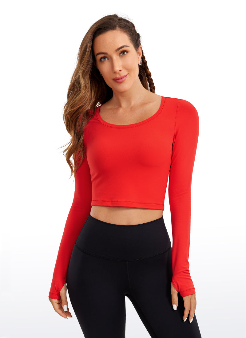 CRZ YOGA Haut de yoga à manches longues Butterluxe pour femme Rouge foncé