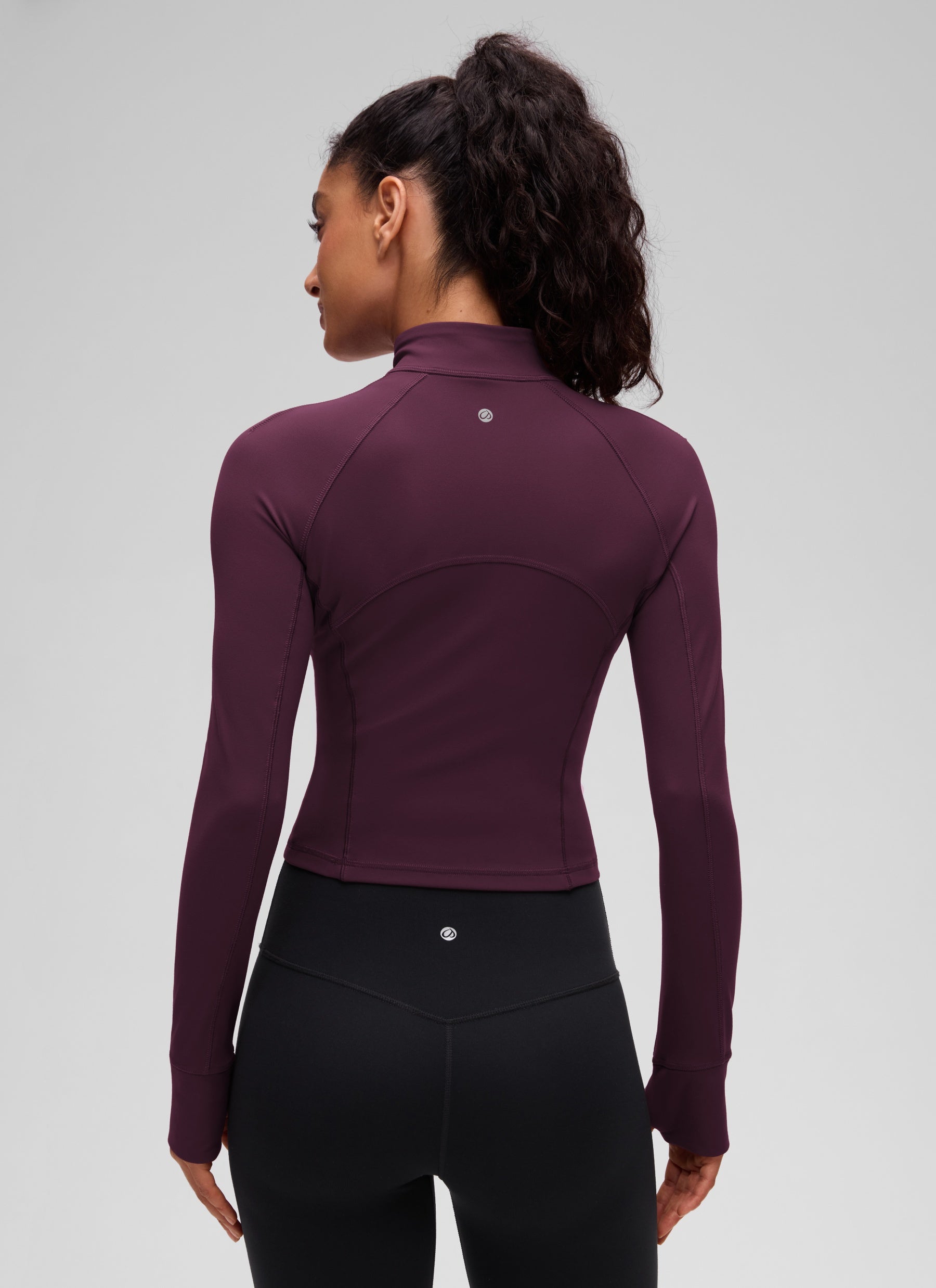 CRZ YOGA Tops de yoga de corte ceñido de manga larga con media cremallera Butterluxe para mujer Morado intenso