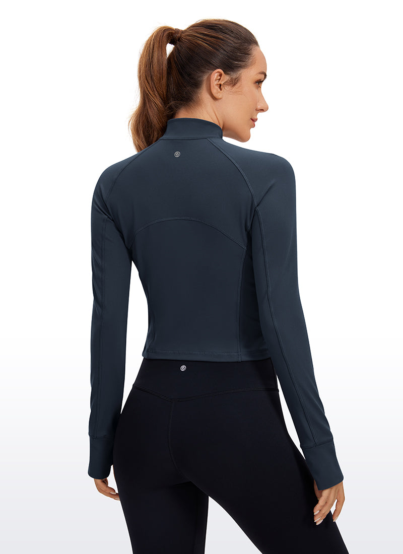 CRZ YOGA Women's Yoga Slim Fit Tops Butterluxe Half-Zip Long Sleeve Twilight Blue