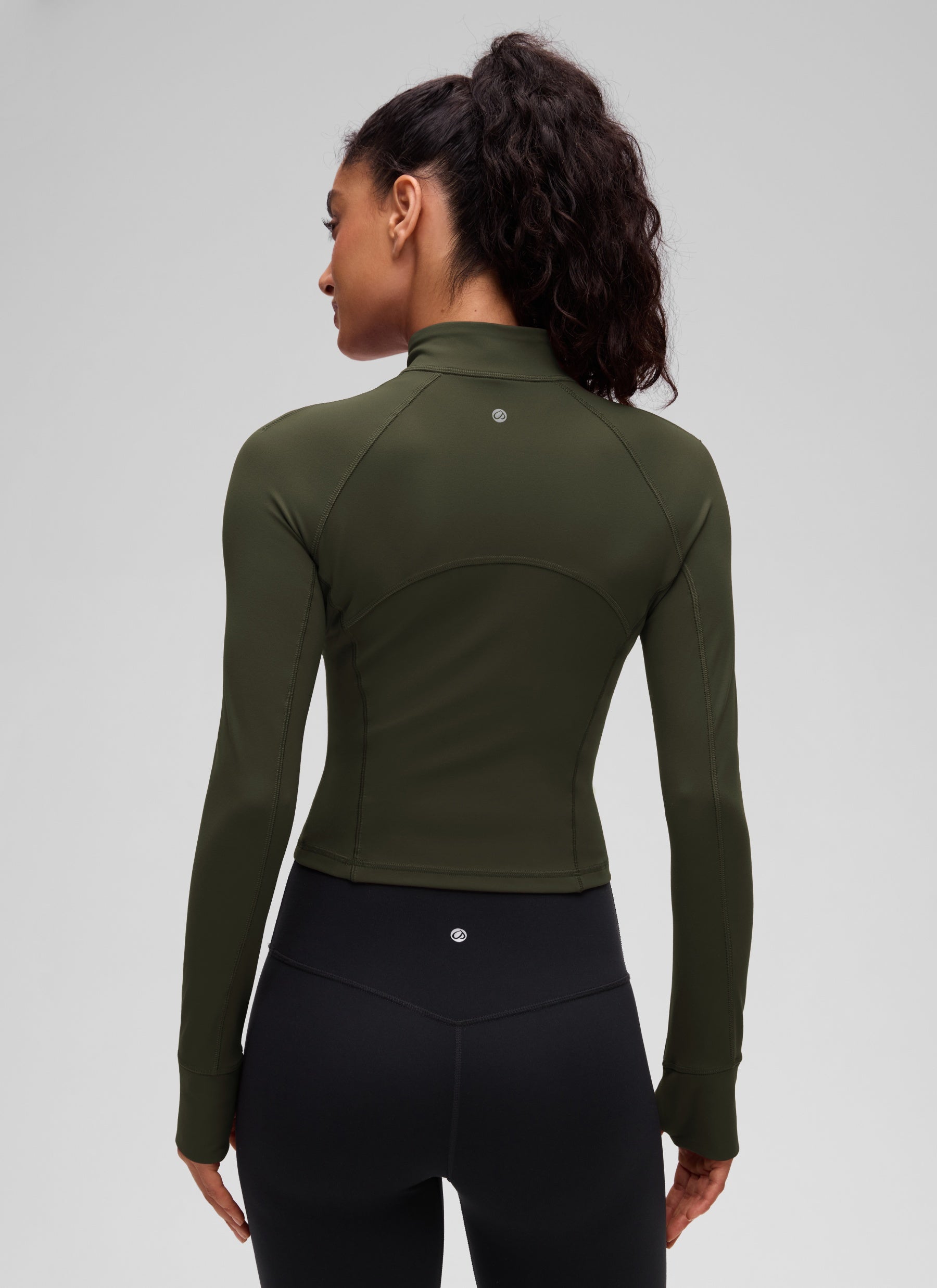 Haut de yoga coupe slim CRZ YOGA Butterluxe à demi-zip et manches longues Vert Olive