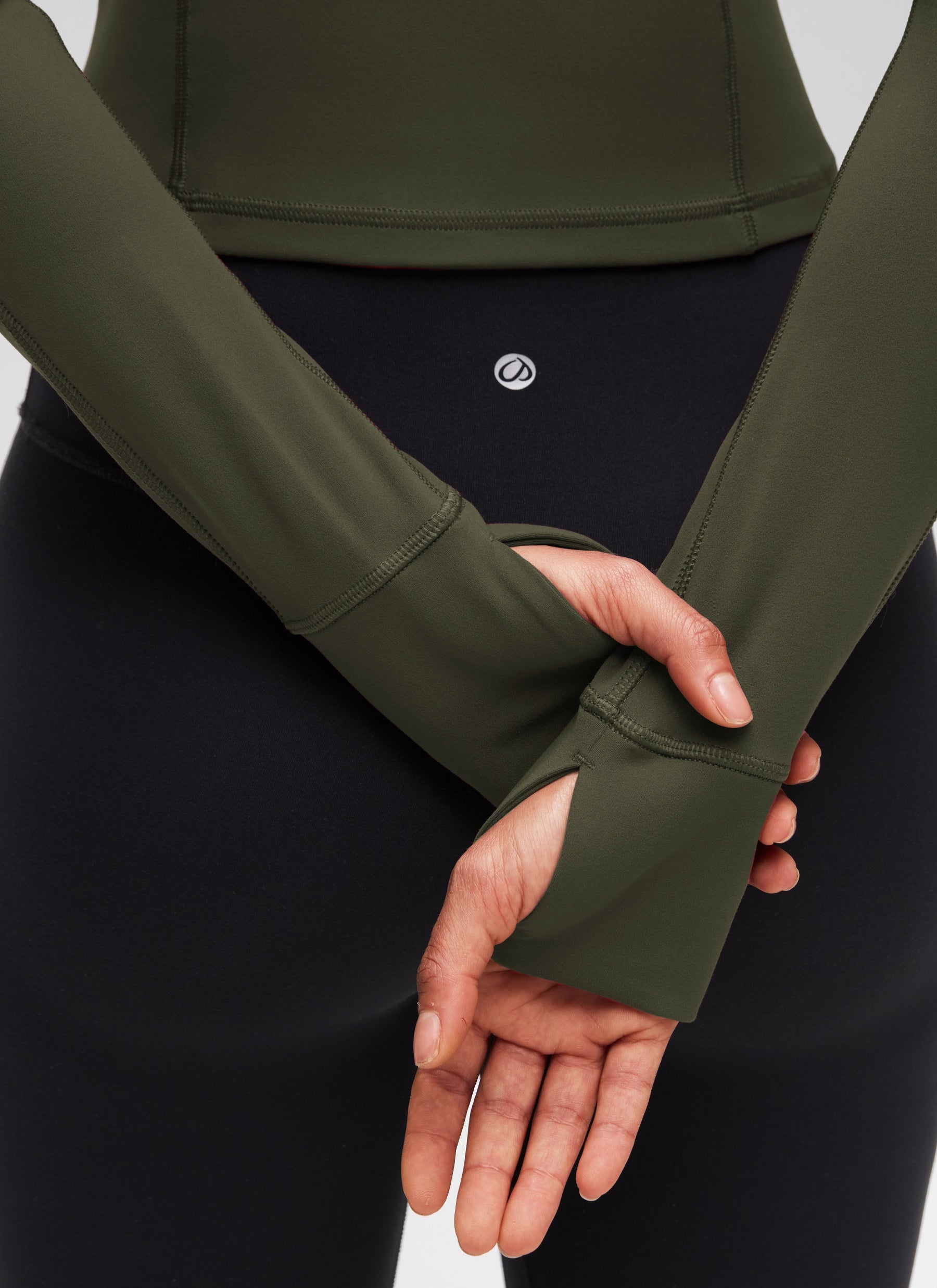 Haut de yoga coupe slim CRZ YOGA Butterluxe à demi-zip et manches longues Vert Olive