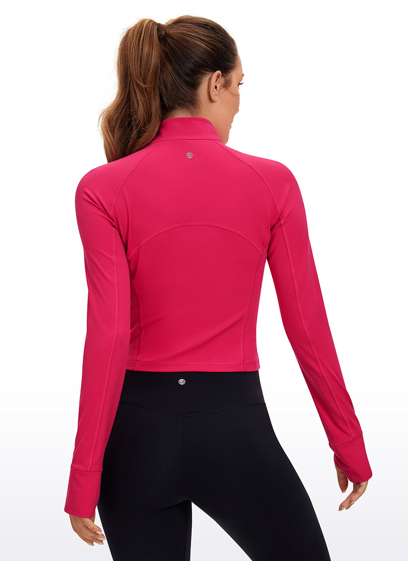 CRZ YOGA Women's Yoga Slim Fit Tops Butterluxe Half-Zip Long Sleeve Viva Magenta