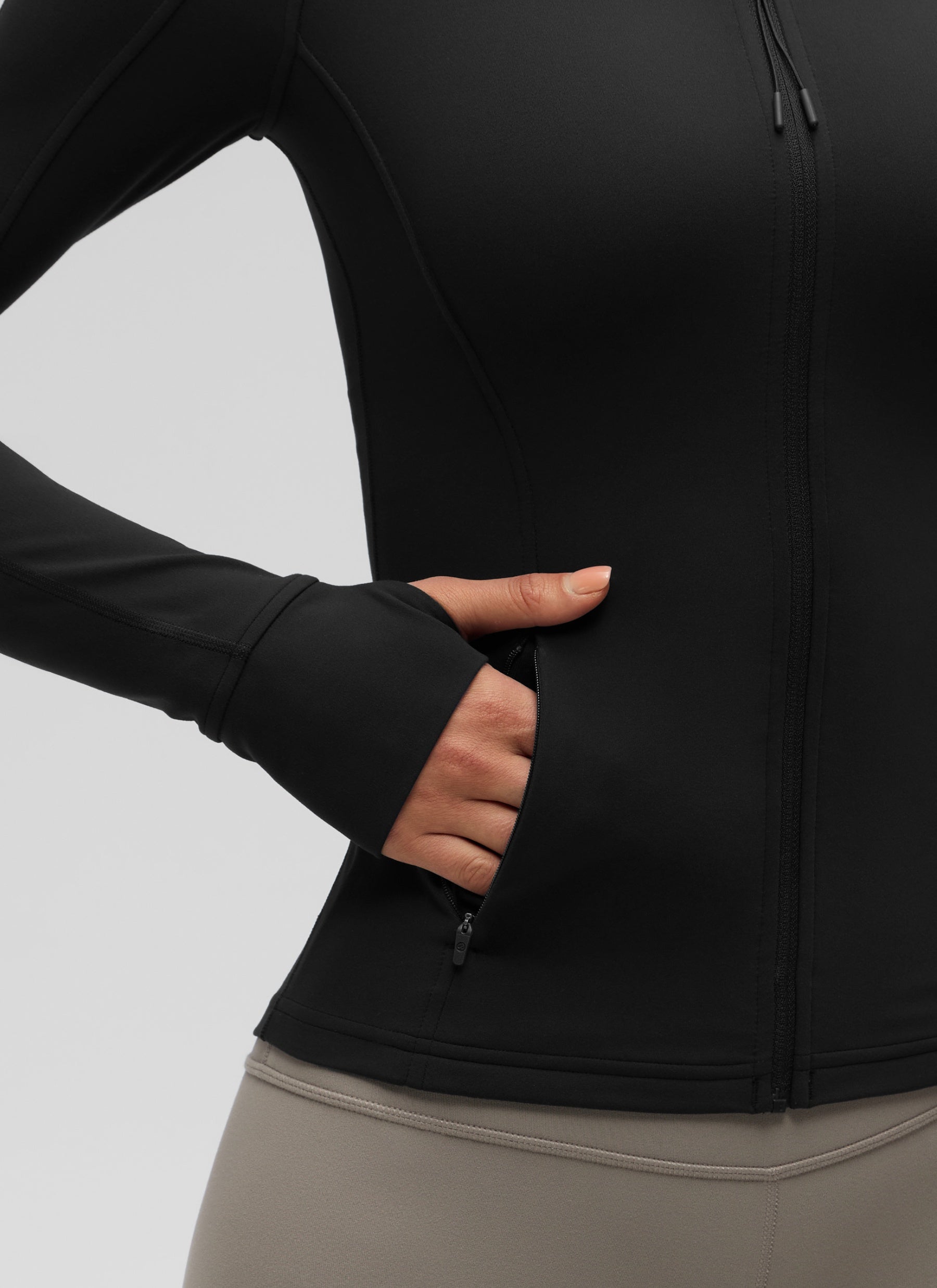 Hauts de yoga coupe slim Butterluxe à manches longues et zip intégral pour femme CRZ YOGA Noir