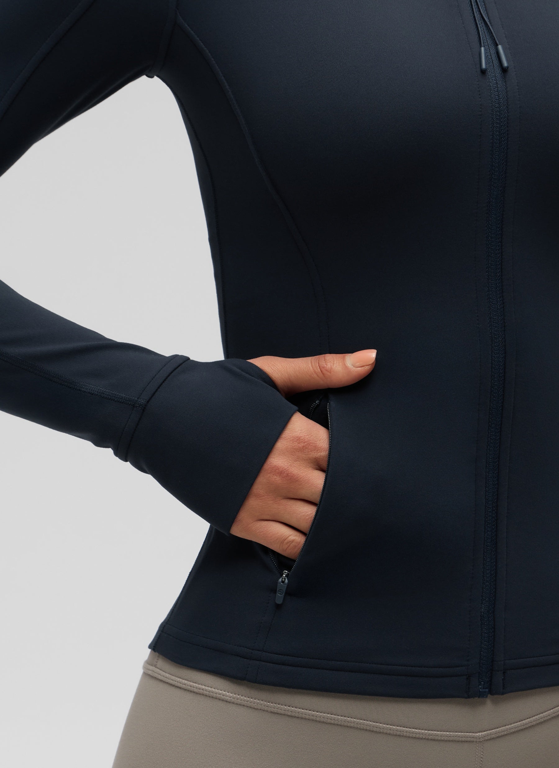Hauts de yoga coupe slim Butterluxe à manches longues et zip intégral pour femme CRZ YOGA Bleu Marine