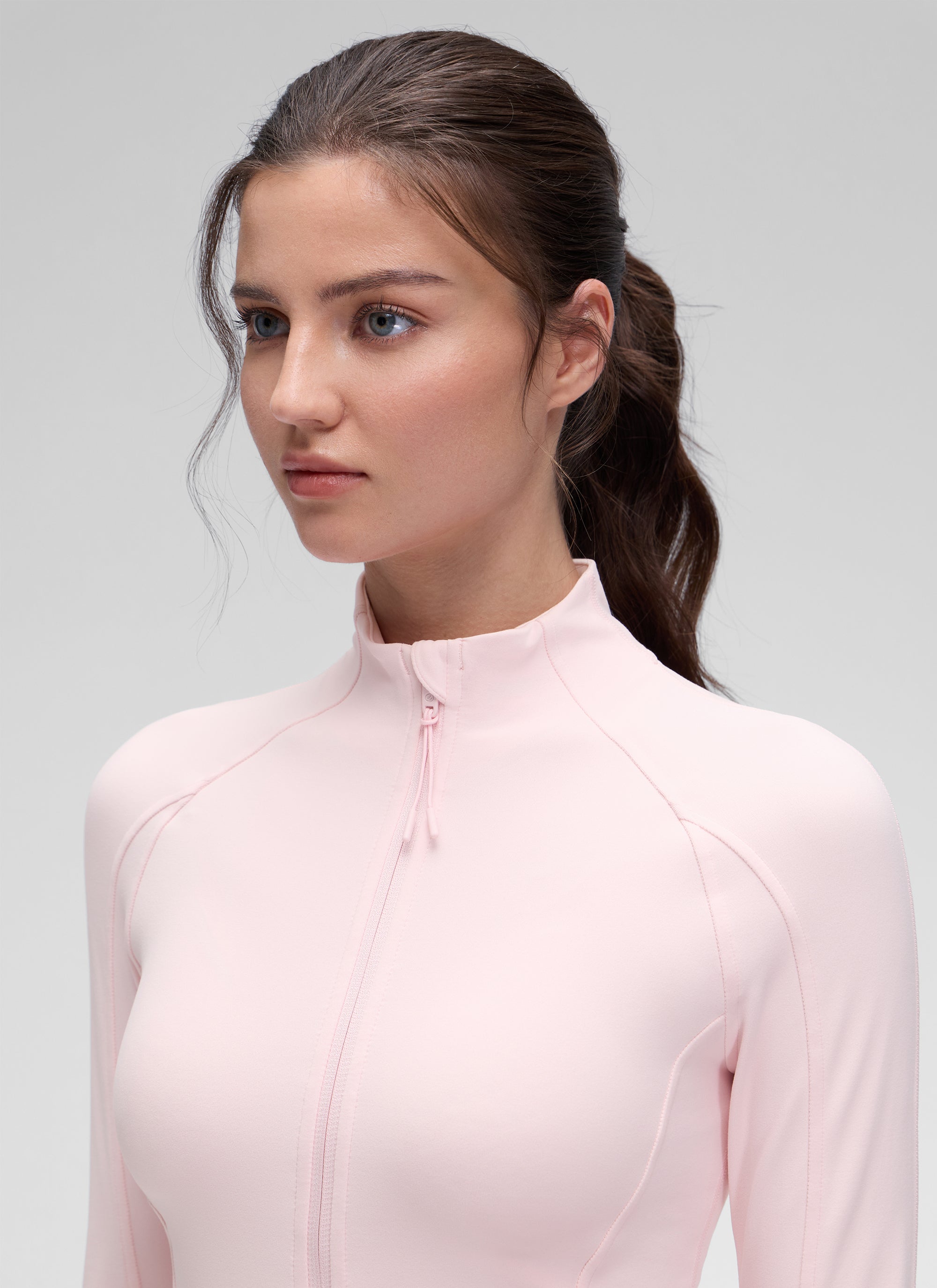 CRZ YOGA Hauts de Yoga Slim Fit pour Femme Butterluxe Zip Intégral Manches Longues Rose Fraise