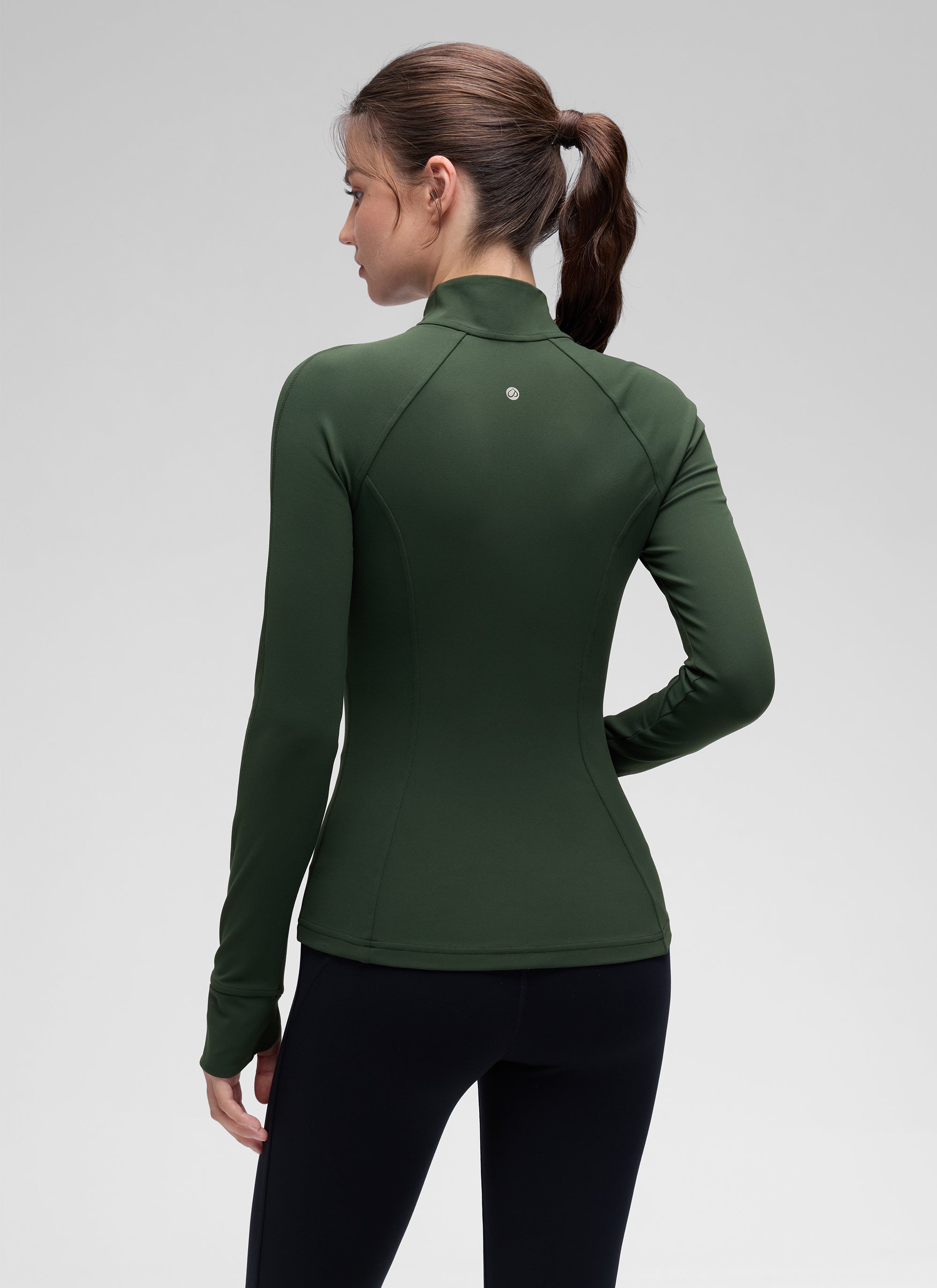 CRZ YOGA Hauts de Yoga Slim Fit pour Femme Butterluxe Zip Intégral Manches Longues Vert Légende