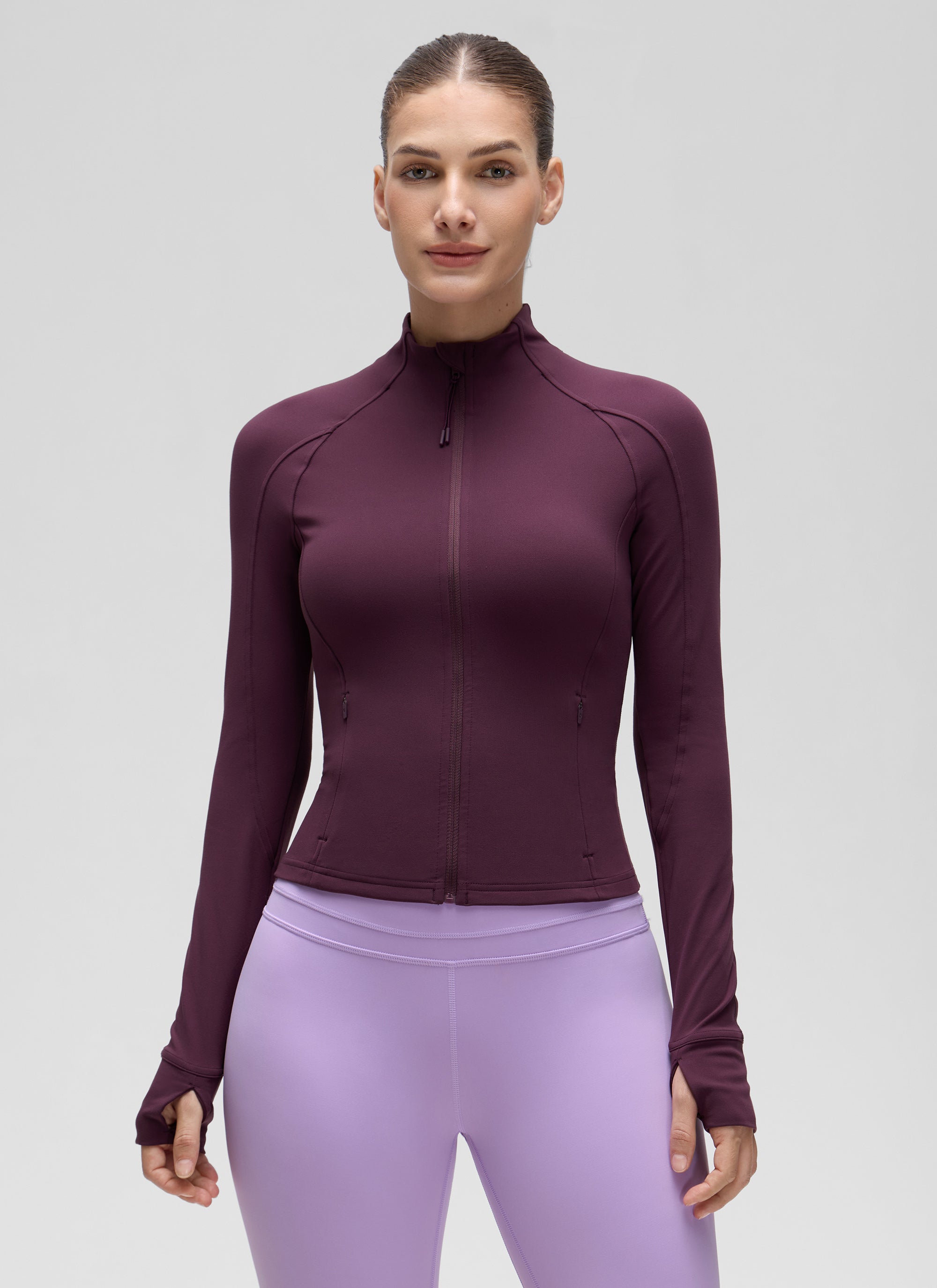 Chaqueta corta con cremallera completa y bolsillos Butterluxe para mujer CRZ YOGA Deep Purple