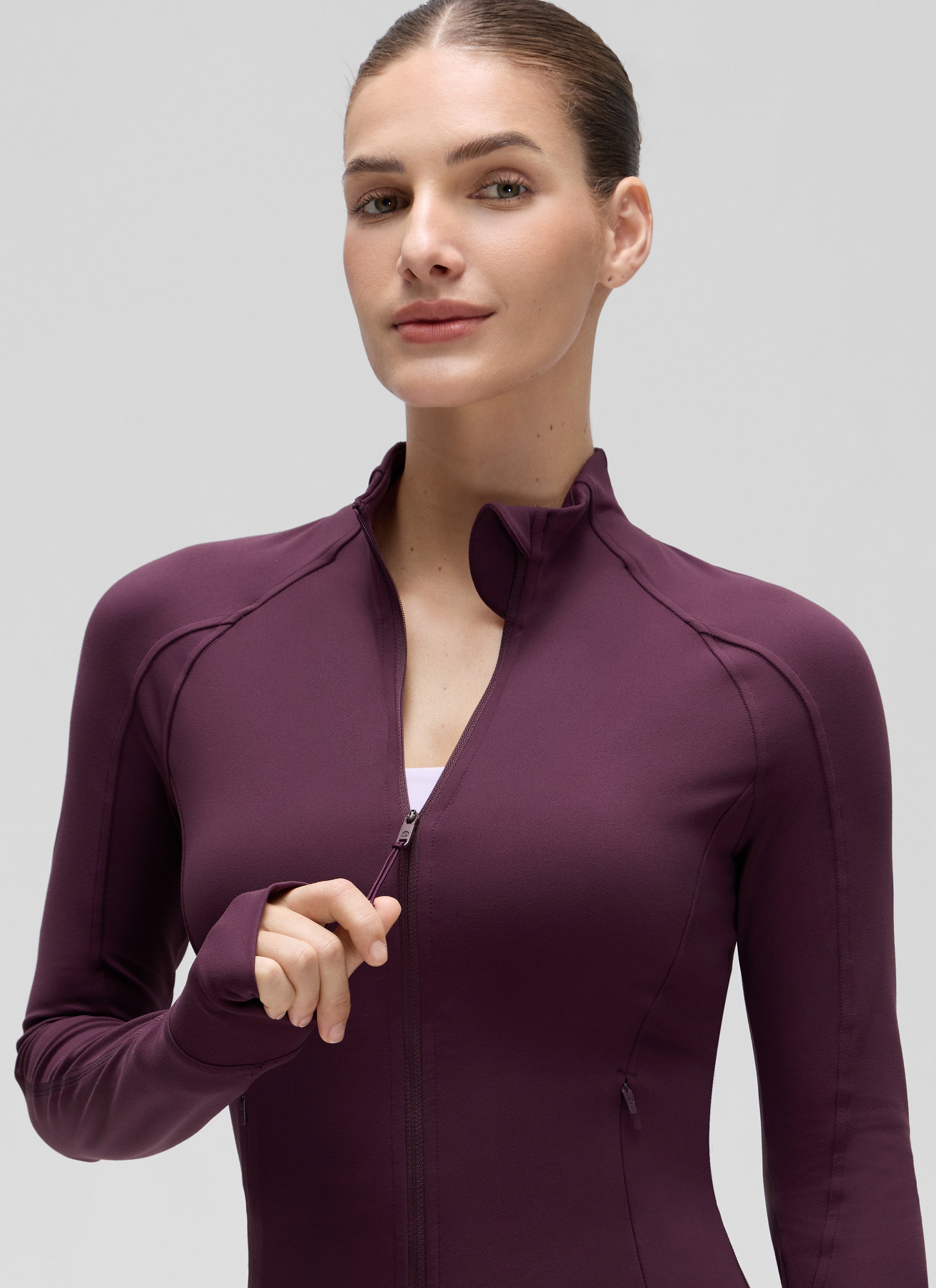Chaqueta corta con cremallera completa y bolsillos Butterluxe para mujer CRZ YOGA Deep Purple