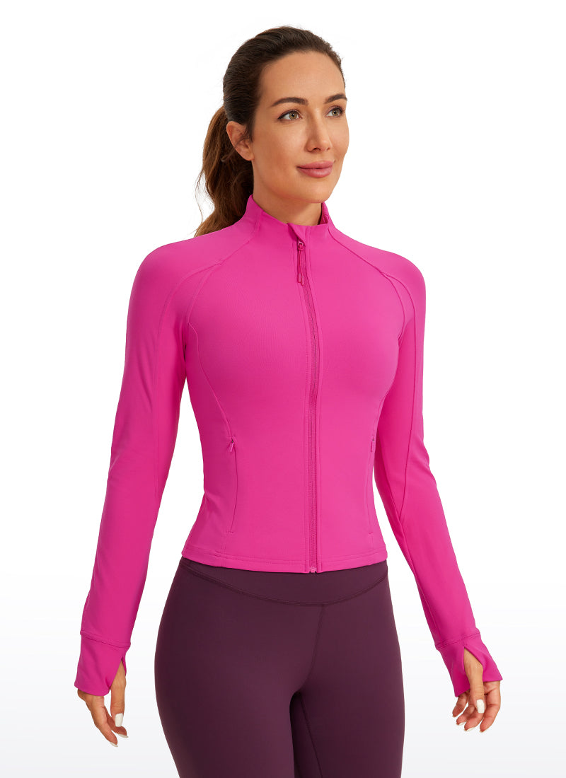 Chaqueta corta con cremallera completa y bolsillos Butterluxe para mujer CRZ YOGA Hibiscus Purple