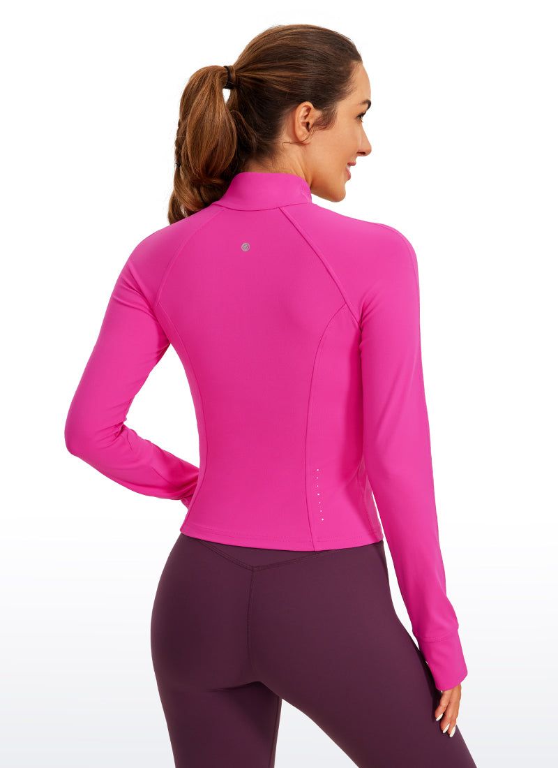 Chaqueta corta con cremallera completa y bolsillos Butterluxe para mujer CRZ YOGA Hibiscus Purple