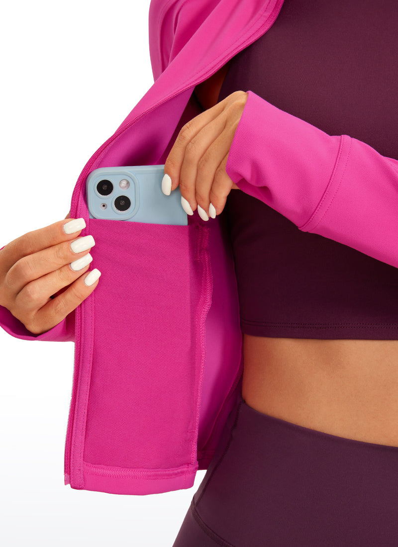 Chaqueta corta con cremallera completa y bolsillos Butterluxe para mujer CRZ YOGA Hibiscus Purple