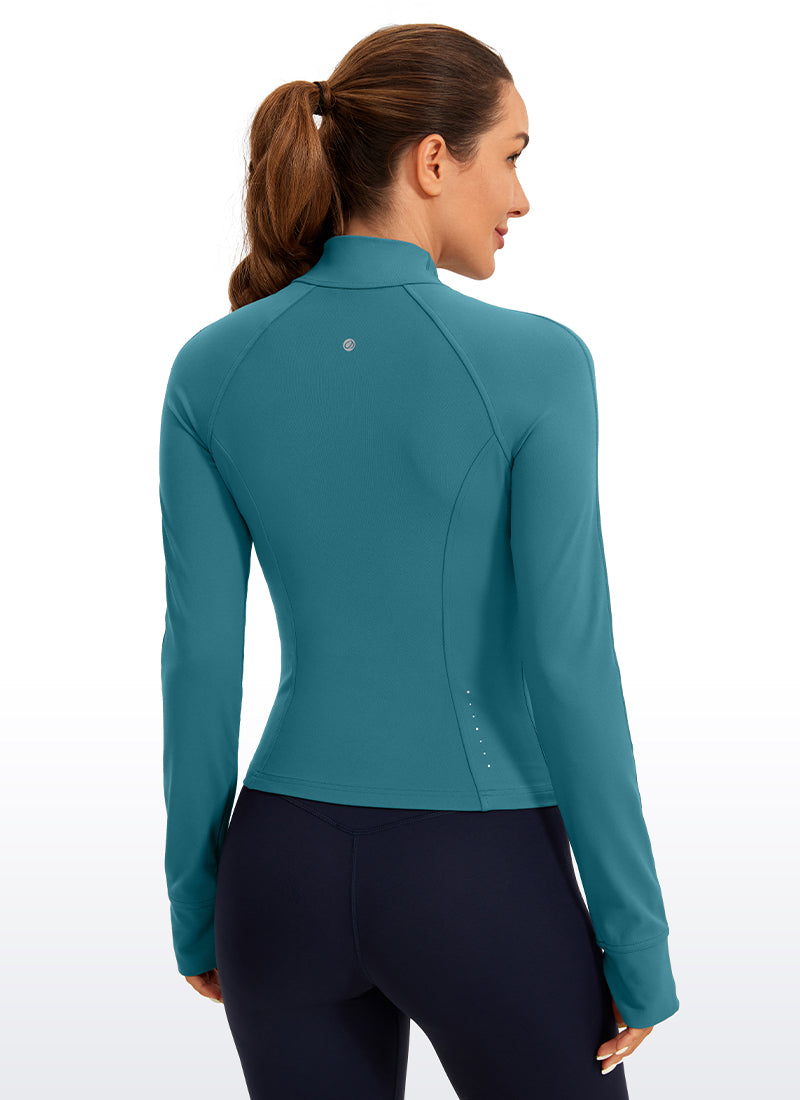 Chaqueta corta con cremallera completa y bolsillos Butterluxe para mujer CRZ YOGA Green Jade