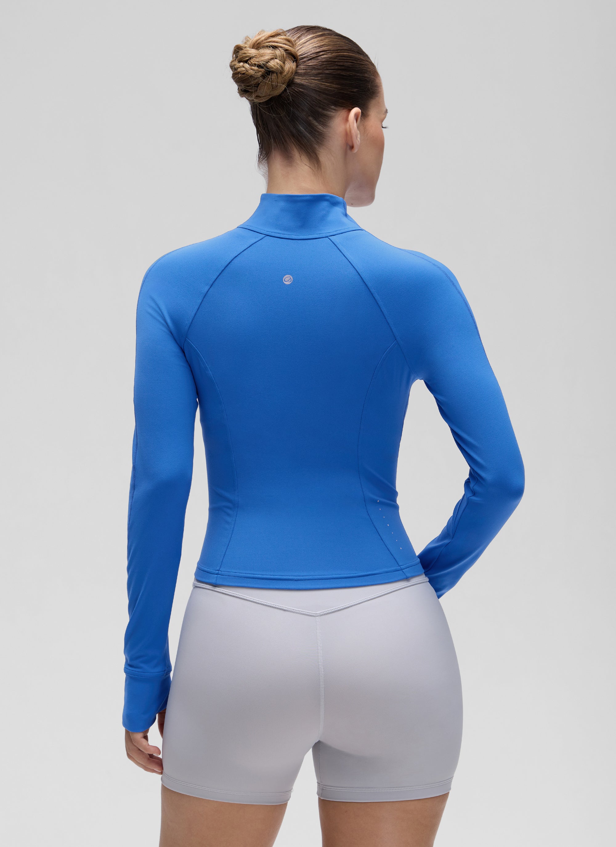 Chaqueta corta deportiva de mujer con cremallera completa y bolsillos CRZ YOGA Butterluxe Sparkle Blue