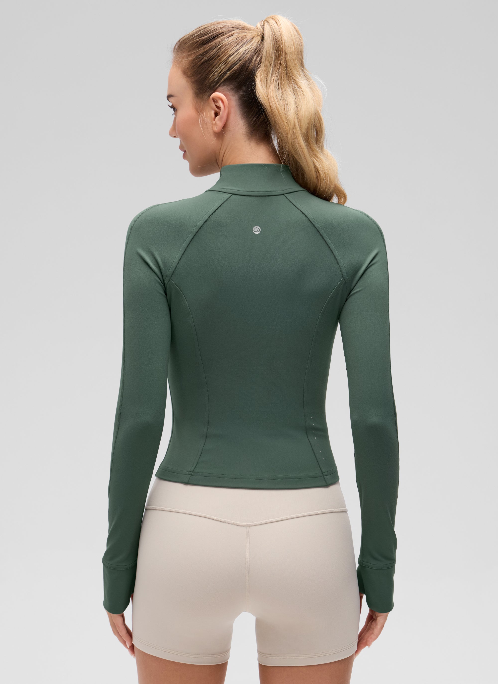 Chaqueta corta con cremallera completa Butterluxe para mujer CRZ YOGA, Verde Bosque Oscuro