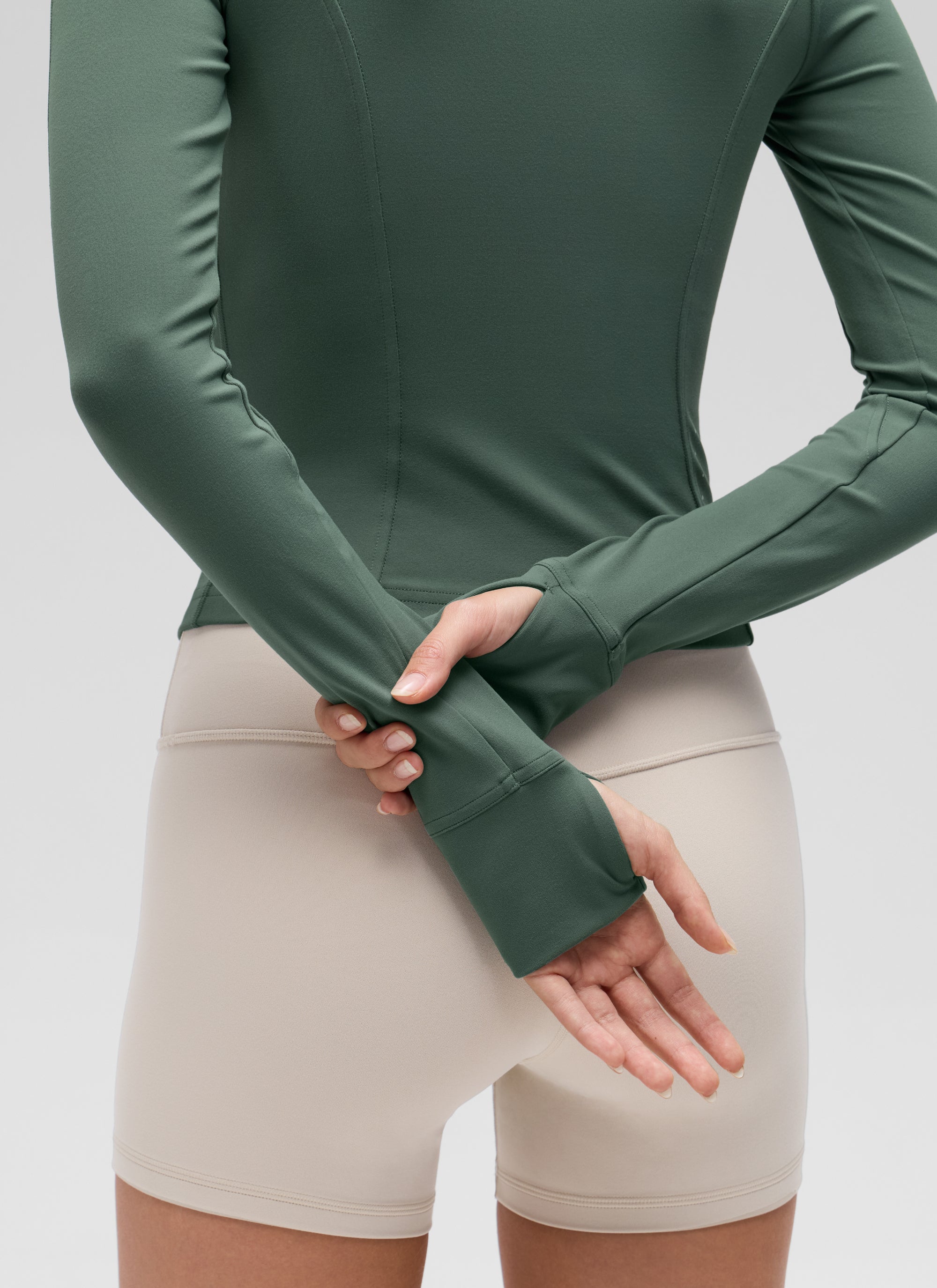 Chaqueta corta con cremallera completa Butterluxe para mujer CRZ YOGA, Verde Bosque Oscuro