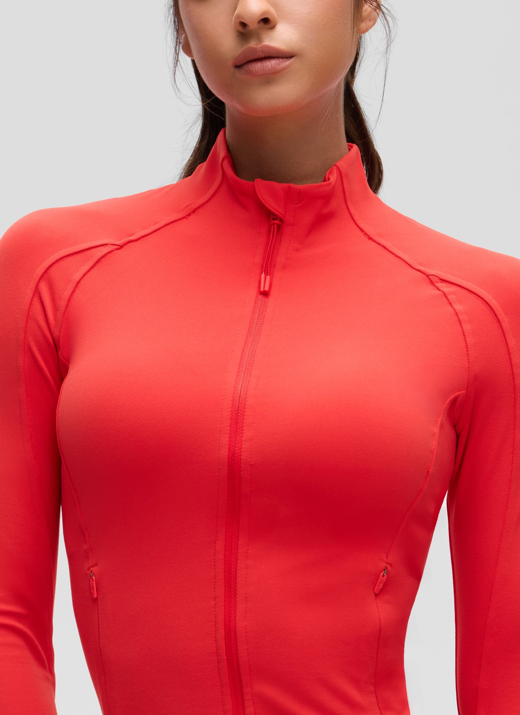 Chaqueta corta con cremallera completa y bolsillos Butterluxe para mujer CRZ YOGA Deep Red