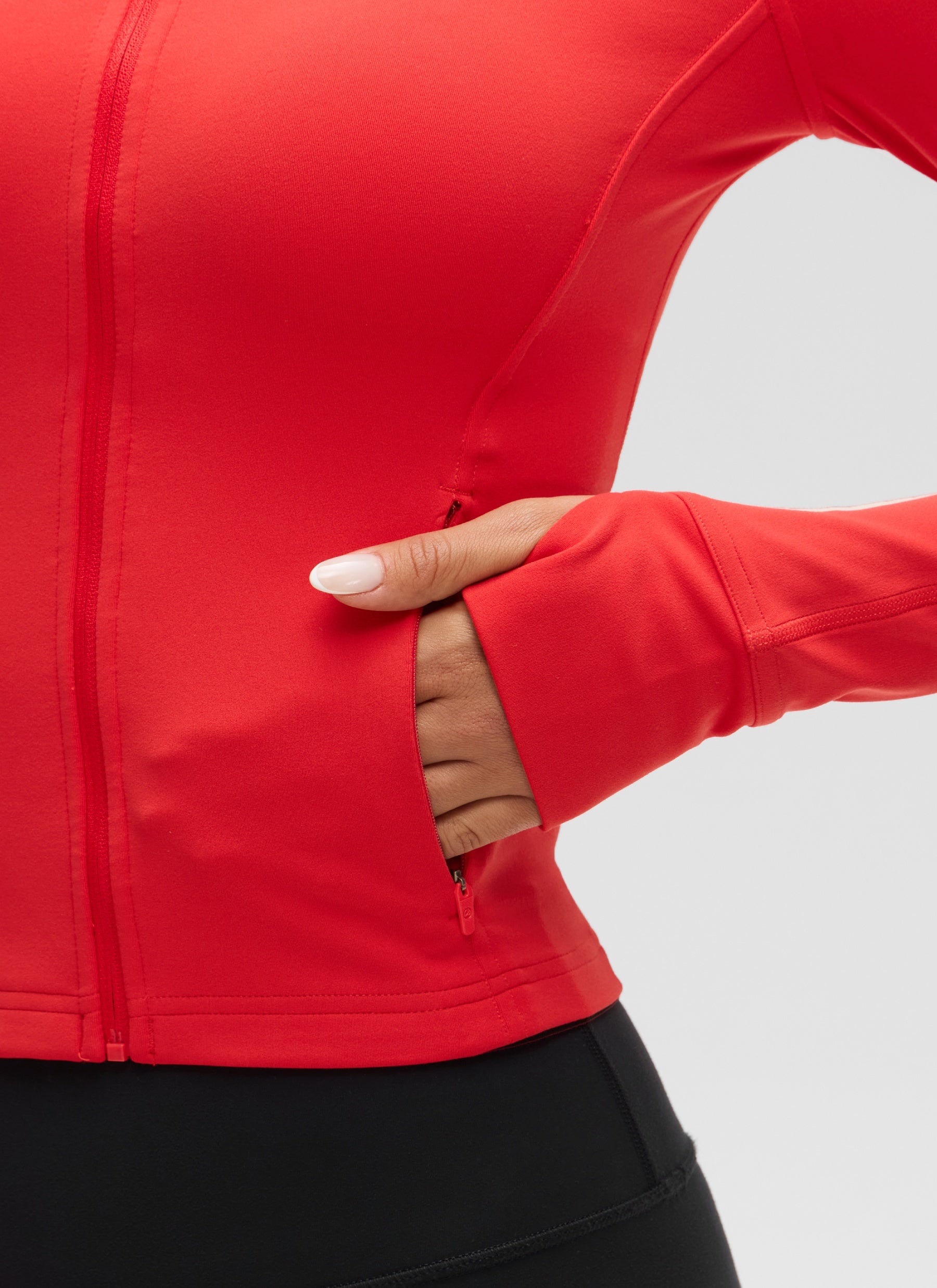Chaqueta corta con cremallera completa y bolsillos Butterluxe para mujer CRZ YOGA Deep Red