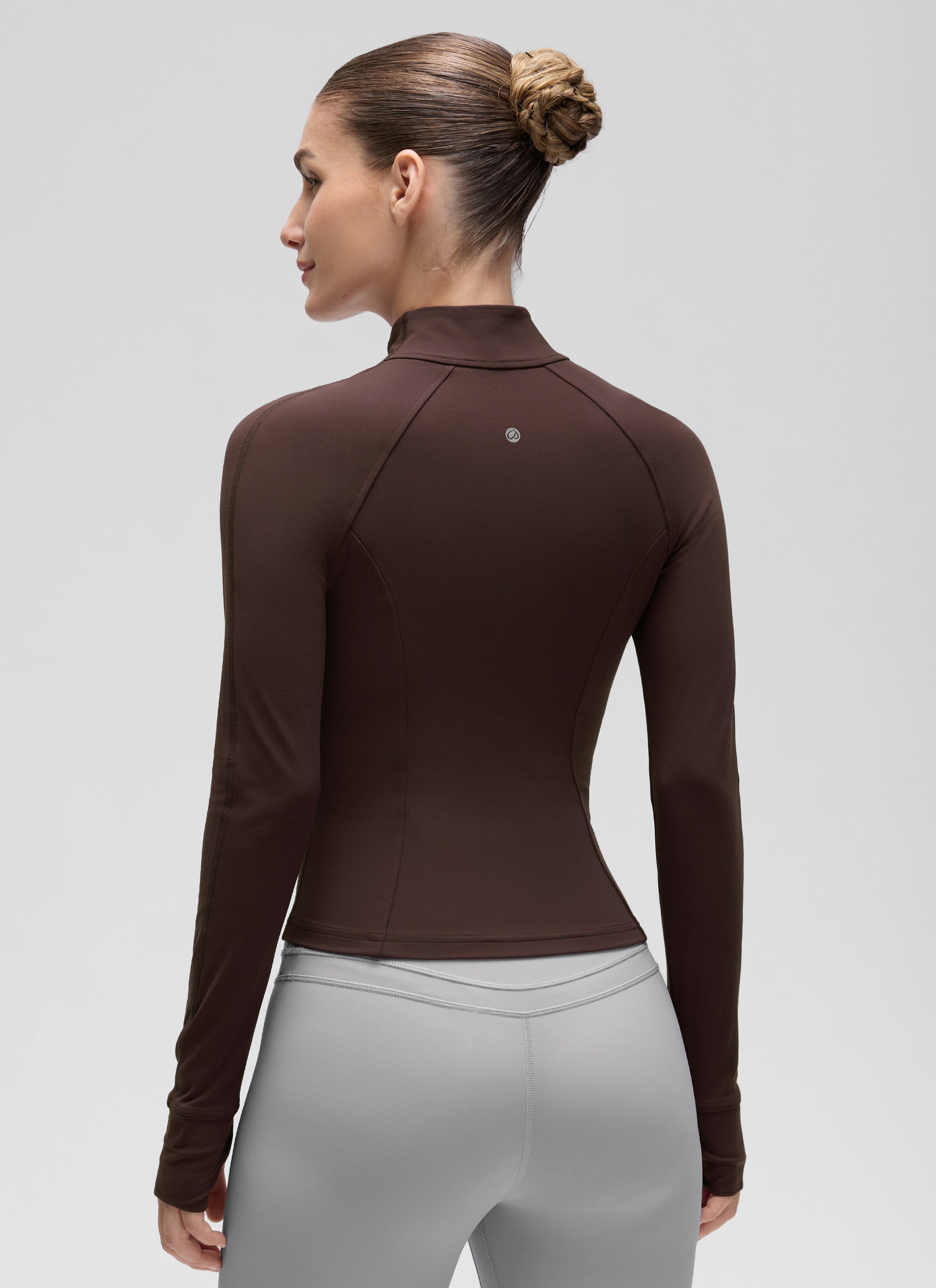 CRZ YOGA Women's Butterluxe Cropped Pocket Outerwear Full Zip Jackets Hot Fudge Brown