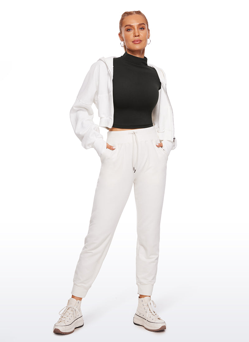 CRZ YOGA Haut de yoga court et ajusté à manches longues et col cheminée Butterluxe pour femme Noir