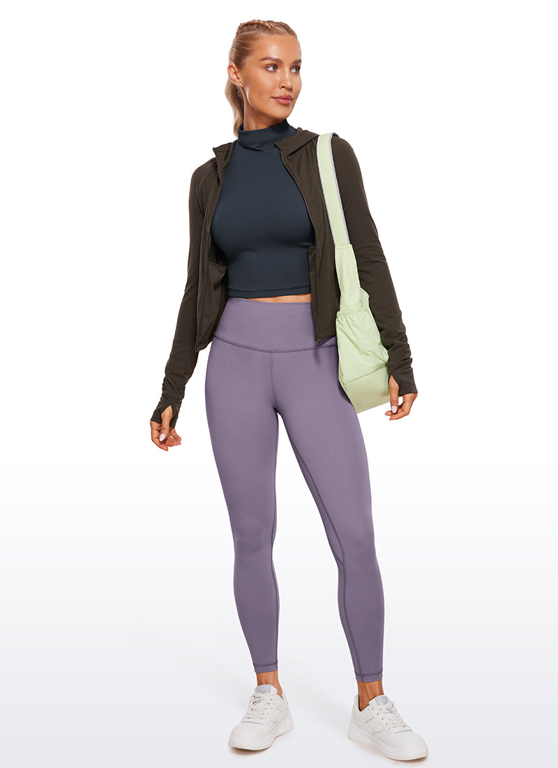 CRZ YOGA Damen- Butterluxe -Yoga-Top, Slim Fit, langärmelig, Mock-Turtleneck, True Navy