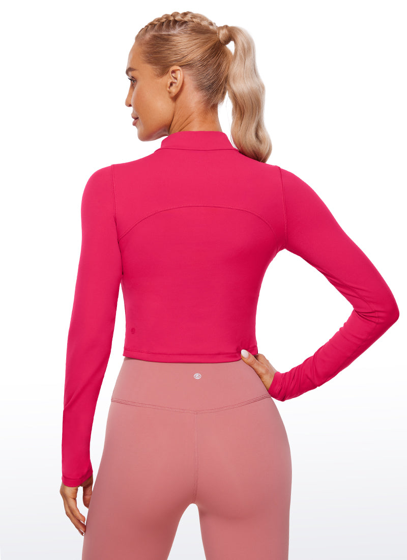 CRZ YOGA Haut de yoga court et ajusté à manches longues et col cheminée Butterluxe pour femme Viva Magenta
