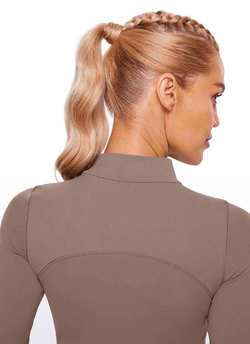 CRZ YOGA Haut de yoga slim court à manches longues et col montant Butterluxe pour femme Brun violet