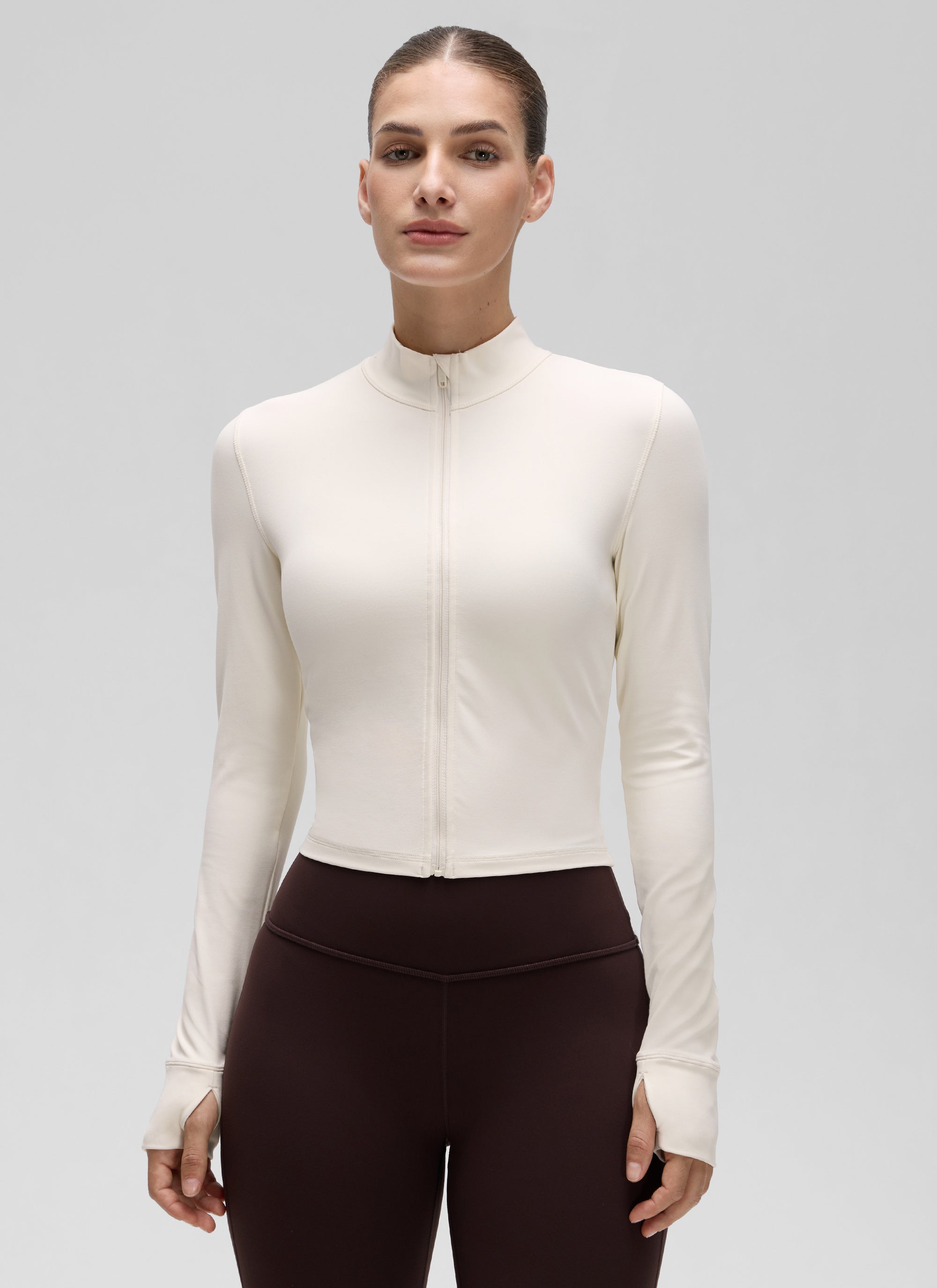 Chaquetas cortas de abrigo con cremallera completa Butterluxe para mujer Blanco albaricoque