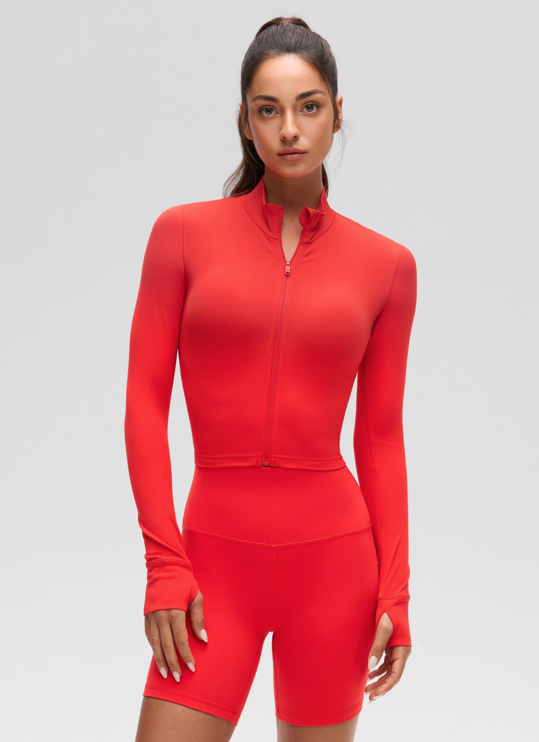 Chaquetas cortas de abrigo con cremallera completa Butterluxe para mujer Rojo intenso