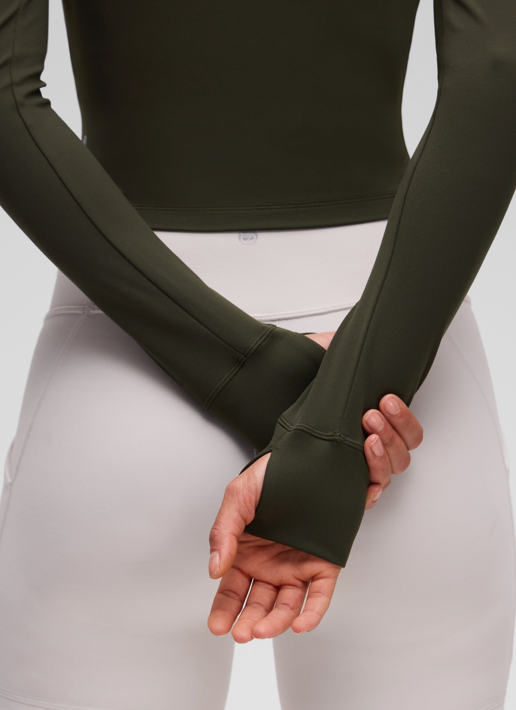 Chaqueta corta con cremallera completa Butterluxe para mujer CRZ YOGA, Verde Oliva