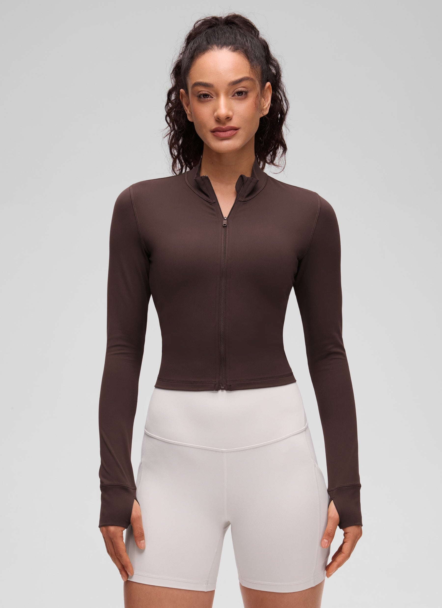 Chaquetas cortas de abrigo con cremallera completa Butterluxe para mujer Marrón Hot Fudge