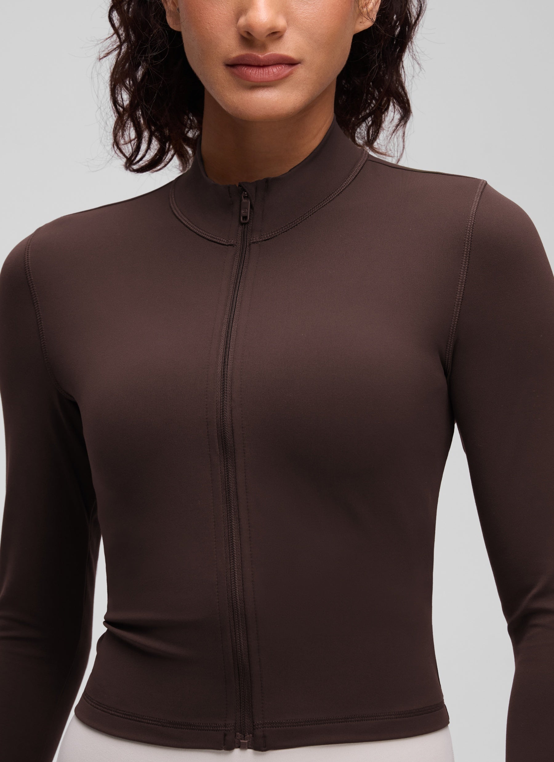 Chaquetas cortas de abrigo con cremallera completa Butterluxe para mujer Marrón Hot Fudge
