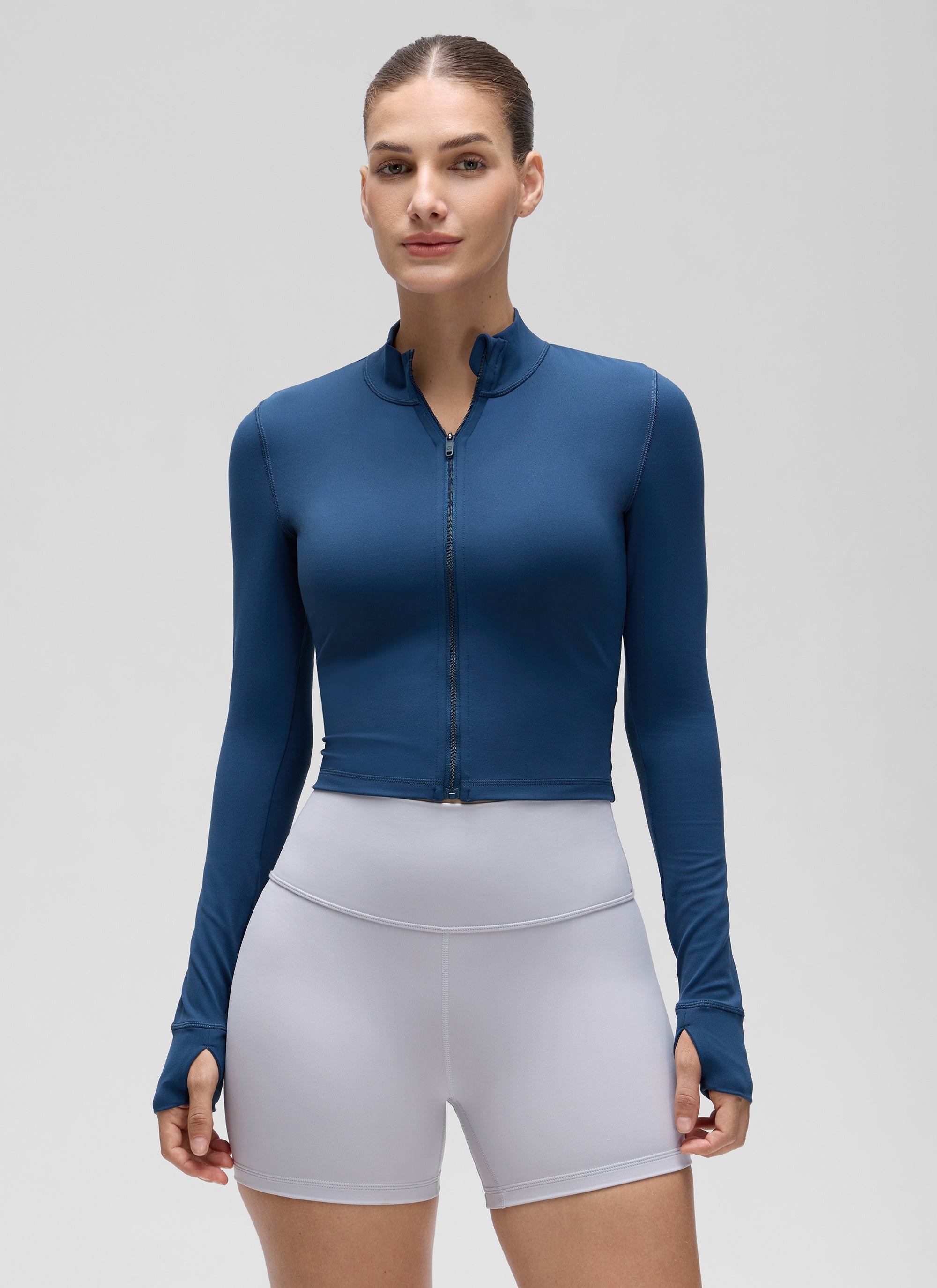 Chaquetas cortas de abrigo con cremallera completa Butterluxe para mujer Azul marino francés