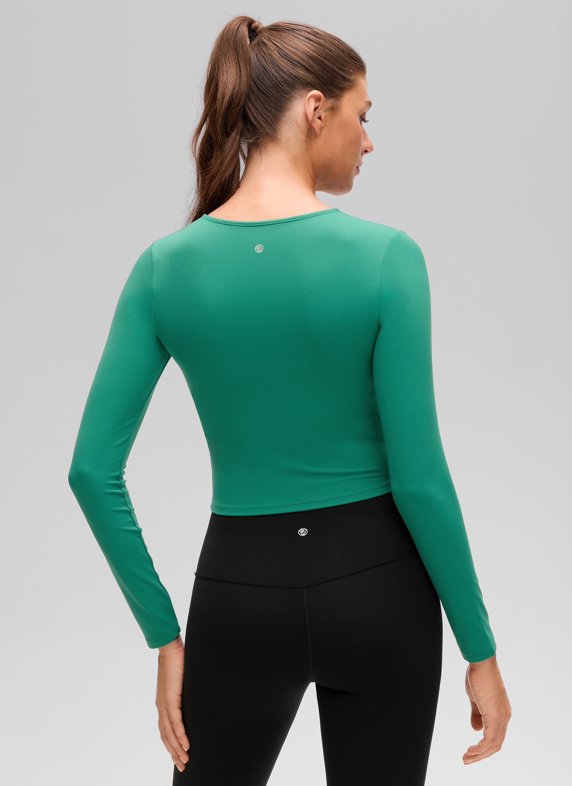 CRZ YOGA Haut de yoga slim à manches longues Butterluxe avec coutures à l'avant pour femme Vert Cascadia
