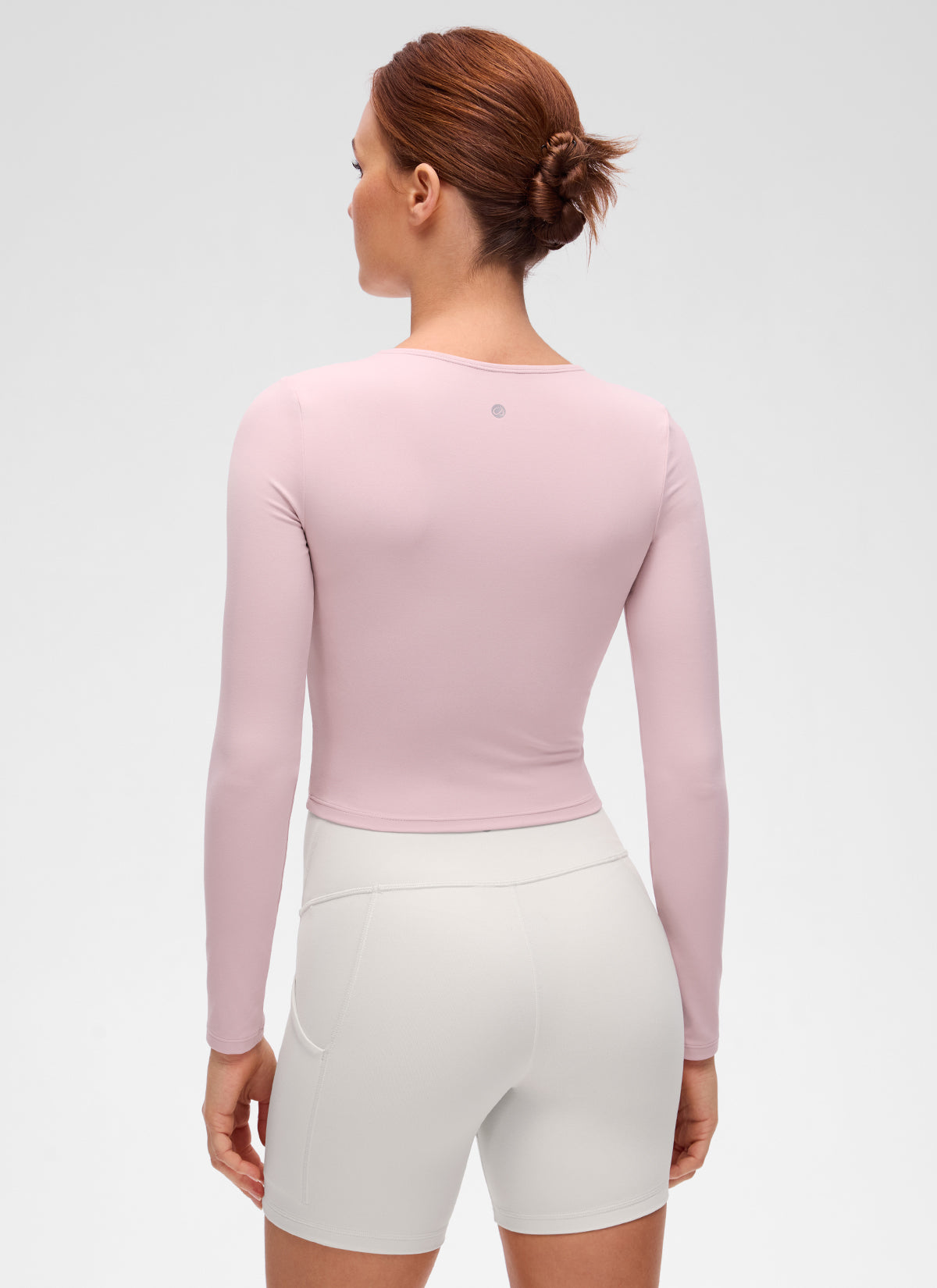 CRZ YOGA Haut court ajusté à manches longues et couture avant Butterluxe pour femme Rose brume