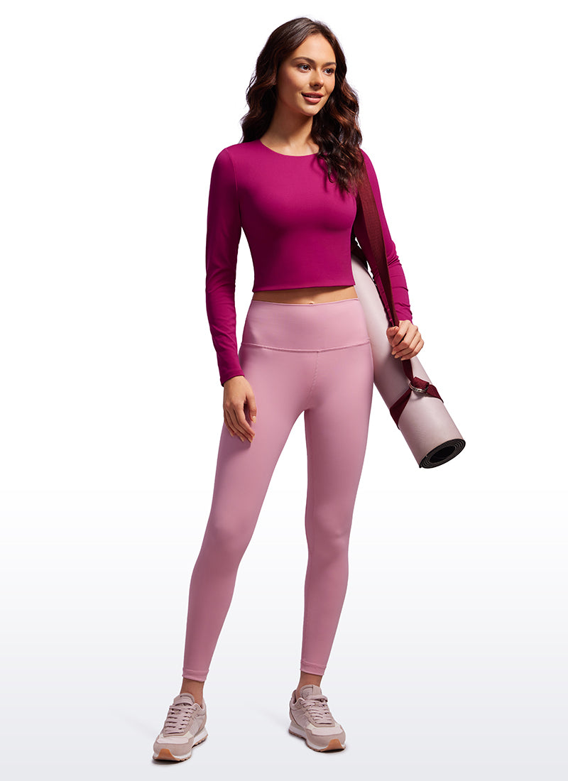 CRZ YOGA Dames Yoga Casual Tight Fit Butterluxe Korte Longsleeve Magenta Paars