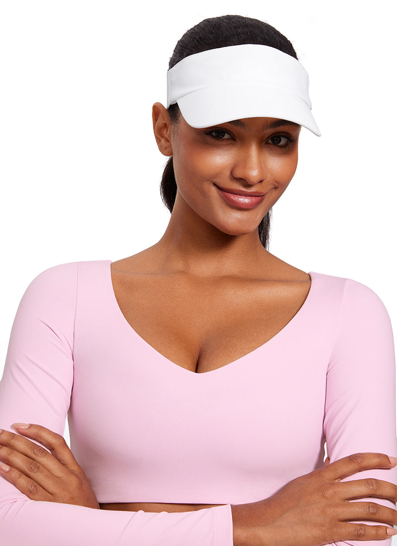 Haut court à manches longues, encolure en V et double doublure Butterluxe pour femme CRZ YOGA Rose Pivoine